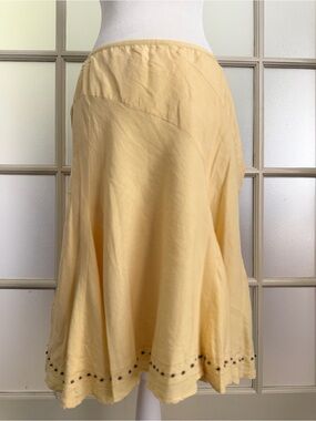 Vintage Marisa Christina Light Yellow A-Line Midi Skirt